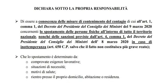 Autocertificazione, il governo diffonde il modulo aggiornato per spostarsi