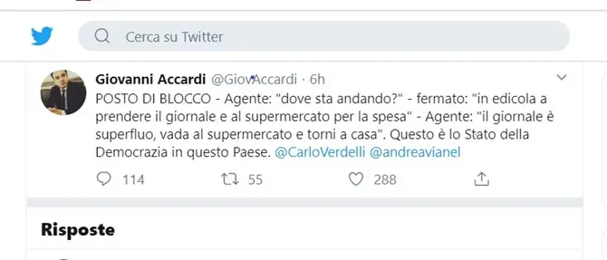 Fermato mentre va in edicola, il tweet di un taurianovese diventa virale