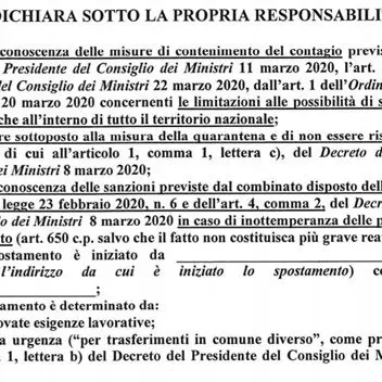 Cambia il modulo dell'autocertificazione: il link per scaricarlo