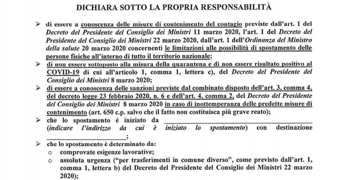 Cambia il modulo dell'autocertificazione: il link per scaricarlo