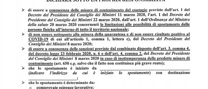 Cambia il modulo dell'autocertificazione: il link per scaricarlo