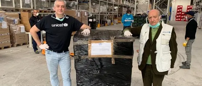 Coronavirus, Unicef invia i primi aiuti per gli operatori sanitari italiani