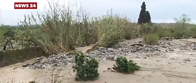 Il maltempo si abbatte su Nicotera, la fiumara San Pietro devasta i terreni