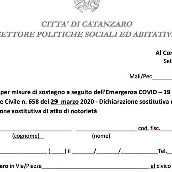 Buono spesa per famiglie in difficoltà, ecco il modulo del comune di Catanzaro