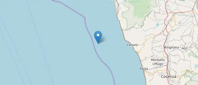 Terremoto al largo di Cetraro, scossa di magnitudo 3.1