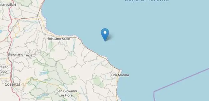 Terremoto al largo della costa ionica cosentina