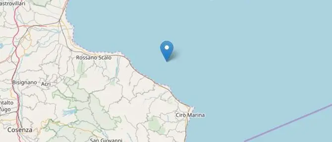 Terremoto al largo della costa ionica cosentina
