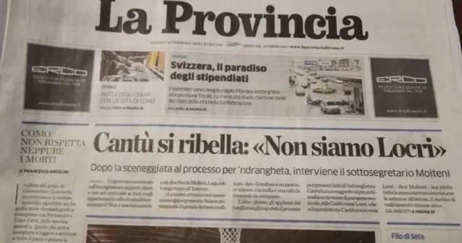 Il pm in aula: «Cantù non è come Locri». E scoppia la bufera