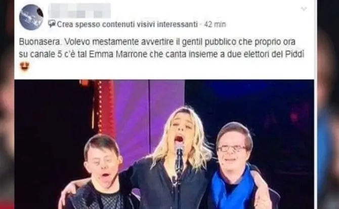 Demenza social, post contro Emma Marrone e i suoi amici disabili