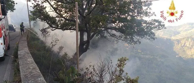 Incendio a Gimigliano minaccia il centro abitato