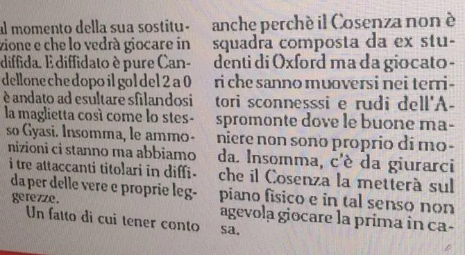 Cosenza sull'Aspromonte, la gaffe del cronista sportivo su l'Alto Adige