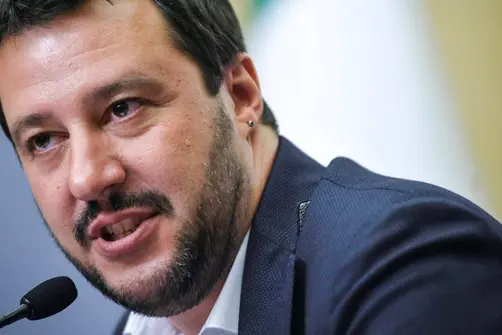 29/05/2014 Roma, Camera dei Deputati, conferenza stampa di FI e Lega Nord. Forza Italia annuncia la firma dei referendum della Lega per reintrodurre il reato di immigrazione clandestina e per l\\' abolizione della riforma Fornero. Nella foto Matteo Salvini , Stefano Carofei / Agf