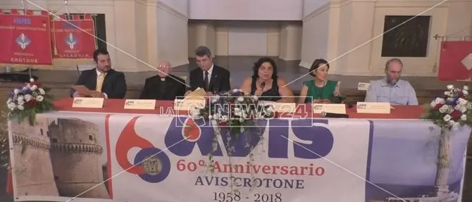 La sezione crotonese dell'Avis festeggia i 60 anni di operato - VIDEO