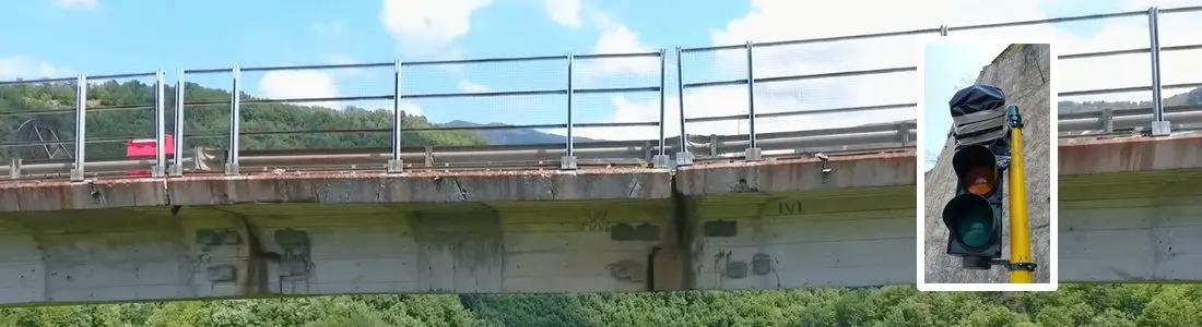 Prove tecniche dell’Anas sul ponte di Celico. Ma il semaforo oscurato non segnala il pericolo