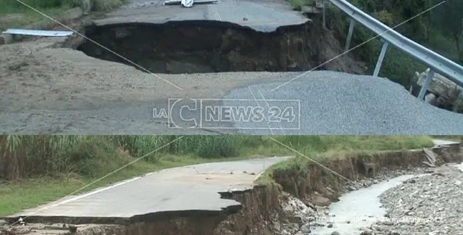 Strada franata a Cuturella di Cropani, cittadini a rischio isolamento