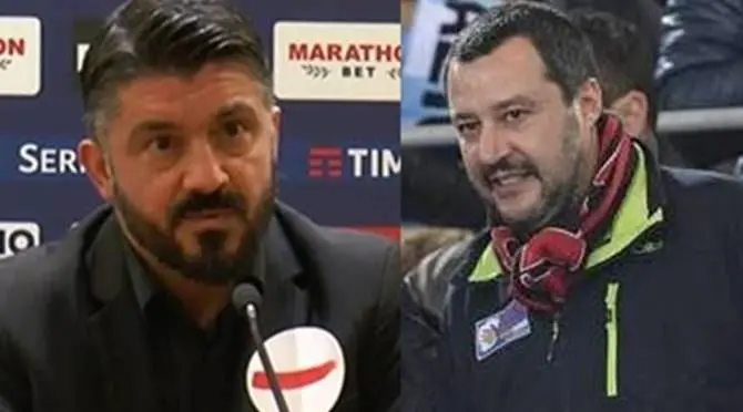 Milan-Lazio, Salvini: «Niente cambi?». Gattuso: «Pensasse alla politica»