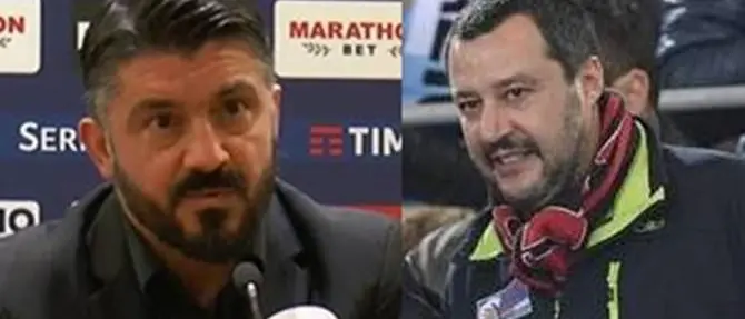Milan-Lazio, Salvini: «Niente cambi?». Gattuso: «Pensasse alla politica»