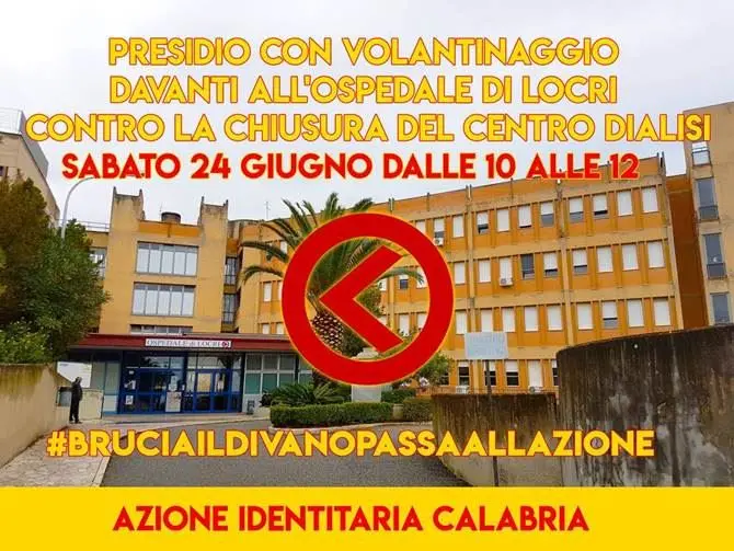 Presidio di Azione Identitaria per dire no alla chiusura del Centro Dialisi di Locri