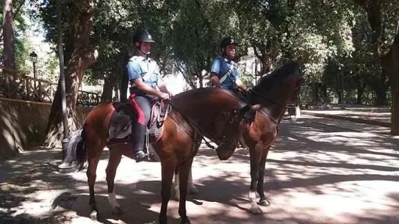 Carabinieri a cavallo per le strade del centro storico di Cosenza