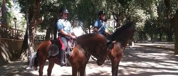 Carabinieri a cavallo per le strade del centro storico di Cosenza