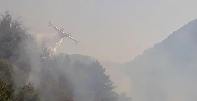 Vasto incendio a Taverna, minacciate abitazioni