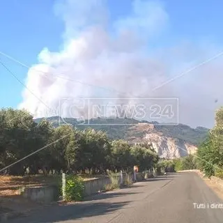 Lamezia, incendio minaccia abitazioni in località Acquafredda (Foto)