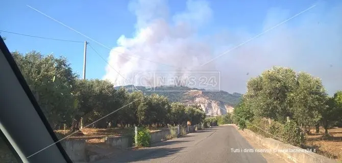 Lamezia, incendio minaccia abitazioni in località Acquafredda (Foto)