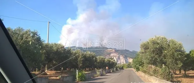 Lamezia, incendio minaccia abitazioni in località Acquafredda (Foto)