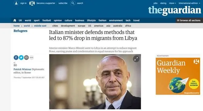 Minniti nel ritratto del The Guardian: «Il ministro Pd che piace a destra»