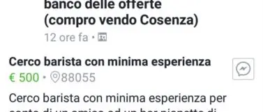 Cerco barista a prezzo stracciato, lo sfruttamento passa dai social