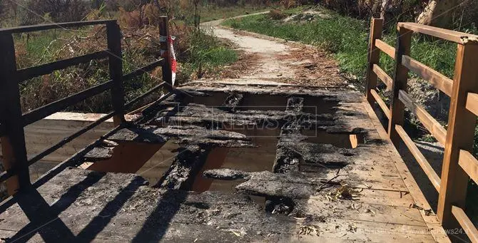 Vandali in azione tra Roccella e Caulonia, in fiamme ponte di legno