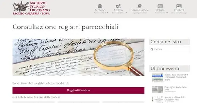 Reggio, nasce il sito web dell’Archivio storico diocesano