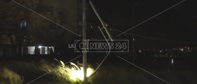 Maltempo a Catanzaro, il forte vento abbatte alberi e pali della luce (VIDEO)