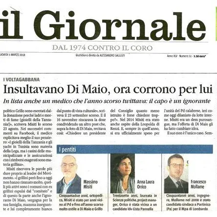 “Il Giornale” scrive di quando Misiti (M5s) definiva Grillo “ladro e morto di fame”