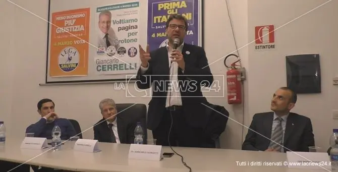 Giorgetti (Lega) a Crotone: «bisogna combattere la rassegnazione della gente del Sud»