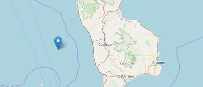 Scossa di terremoto nel Tirreno cosentino