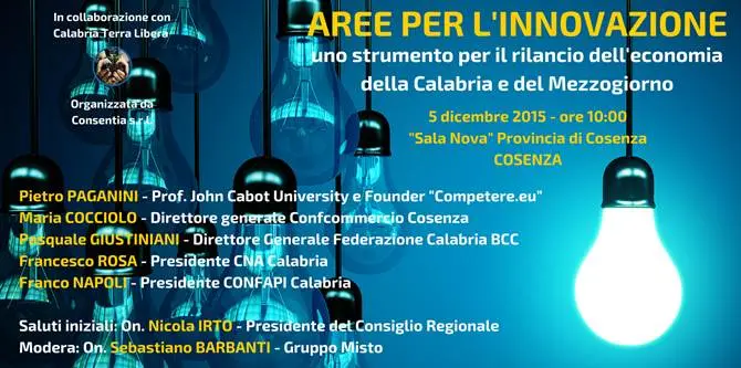 Aree per l’Innovazione (API), Barbanti: 'Le nostre soluzioni per il rilancio della Calabria e del Sud'