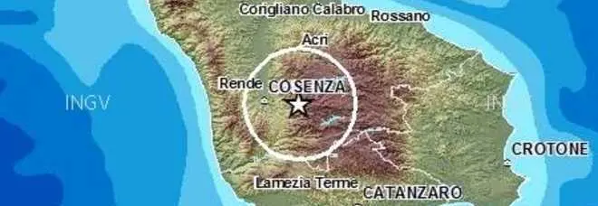 Terremoti: scossa di magnitudo 2.2 in Provincia di Cosenza