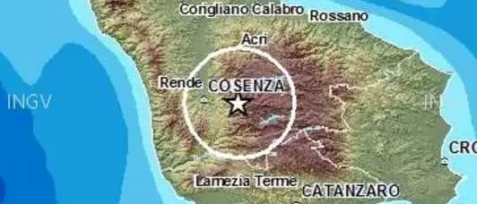 Terremoti: scossa di magnitudo 2.2 in Provincia di Cosenza