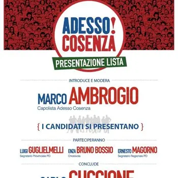 'Adesso Cosenza': oggi la presentazione della lista