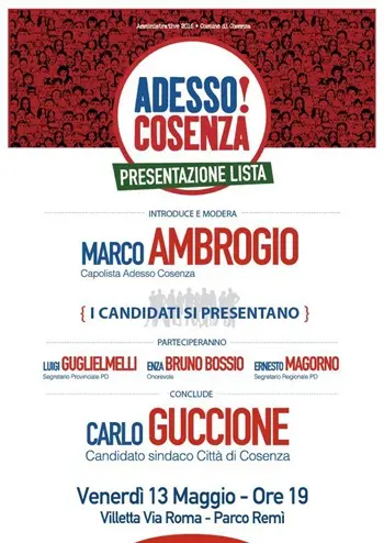 'Adesso Cosenza': oggi la presentazione della lista