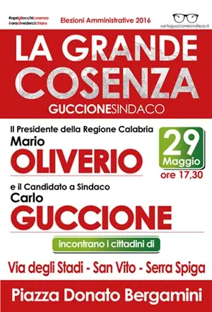 Mario Oliverio a Cosenza per sostenere Guccione