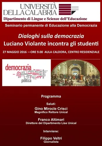 Domani all'Università della Calabria i ‘Dialoghi sulla democrazia’