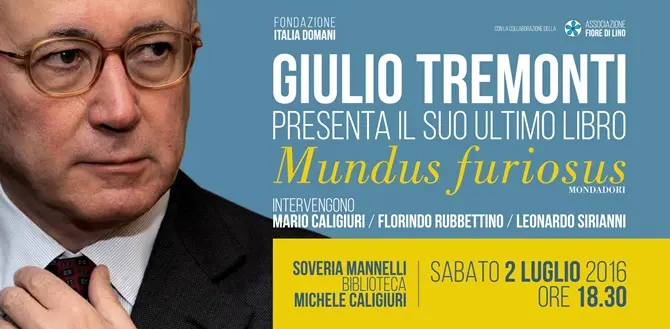 'Mundus furiosus': Tremonti presenta il suo ultimo libro a Soveria