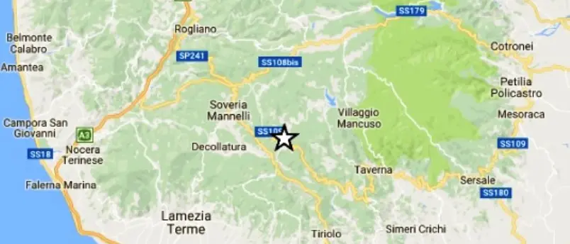 Trema la terra tra Catanzarese e Cosentino, scossa di magnitudo 3.4 nel tardo pomeriggio