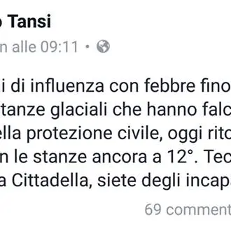 Personale decimato dalla febbre e sale al gelo, Tansi commenta: «Tecnici degli impianti della Cittadella, siete degli incapaci»