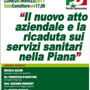 Pd, incontro a Cinquefrondi sui temi della Sanità