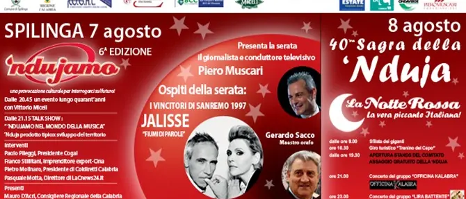 Il 7 e l’8 agosto torna a Spilinga ‘Ndujamo- Sagra della ‘nduja