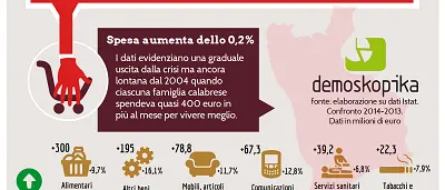 Consumi in Calabria, Demoskopika: ‘Si registra una graduale uscita dalla crisi’