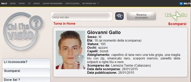 Ritrovato sedicenne scomparso a Lamezia Terme